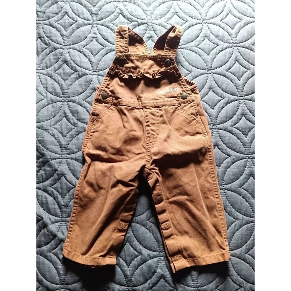 Baby girl fall Carhartt bibs size 12 month